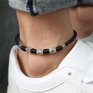 Lucky Foot Bracelet Woven Adjustable Rope Simple Leaf Anklets Women Men Jewelry - Picture 1 of 18