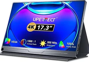 UPERFECT Portable Monitor 4K 17.3'' UHD FreeSync HDMI USB-C - Picture 1 of 16
