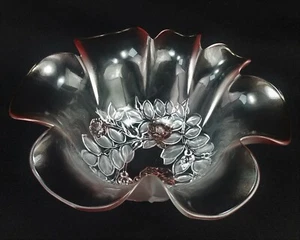 Vintage Mikasa Rosella Round Hostess Bowl Embossed Flowers Ruffled Edge - Picture 1 of 10
