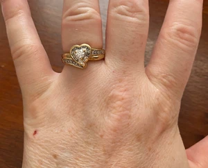 LSC Signed 14k Yellow Gold 3/8tw Diamond Heart Ring Baguette Sz 6.75 - Picture 1 of 8