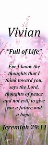 Vivian ""Full of Life"" Denkmal Name Bedeutung Lesezeichen mit Bibelvers & Quaste - Bild 1 von 2