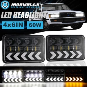 Pair 4x6" LED Headlights Hi-Lo DRL Dynamic Turn Signal for Ford LTD 1979-1986 - Picture 1 of 12
