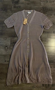 FAT FACE POLLY KNITTED MIDI DRESS LACE WOMEN TAUPE BROWN - UK 10 - EUR 38 - Picture 1 of 7