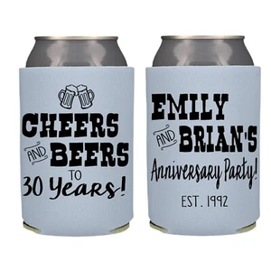Cheers and Beers Anniversary Party Favor Koozies Cheers Can Coolers - Picture 1 of 3