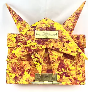 Abstract Modern Unique Agnes IGnacz Painted Wood Purse Clutch Red Yellow OOAK - Picture 1 of 8