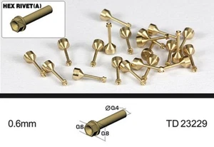 0.6mm BRASS HEX RIVET w HOLE, 10pcs for TAMIYA HASEGAWA REVELL FUJIMI ENDAI DOYU - Imagen 1 de 1