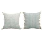 2Pcs Decorative Throw Pillow Case with Tufted Fringe Tassels Trim Cushion Cover