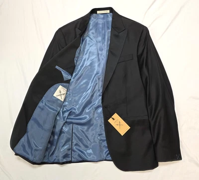 $695 Новый сильный костюм шерсти ASTON смокинг куртка мужская 38 R черный одна кнопка атлас - Изображение 1 из 4