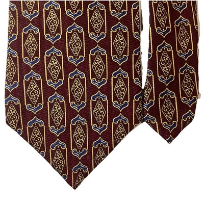 Mara By Countess Mara Men’s Tie Jacquard Silk 4x56” Maroon Gold Blue Ships Free - Image 1 of 4