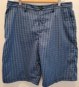 Adidas Shorts Mens Golf Chino Plaid Blue Black Casual - Sz 34 - Picture 1 of 8