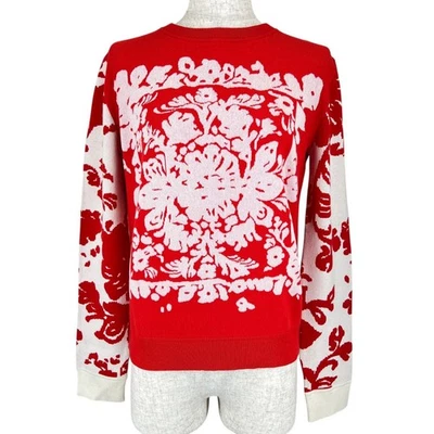RED VALENTINO knit Botanical Pattern Long Sleeve Red Rayon Women S - Image 1 of 4