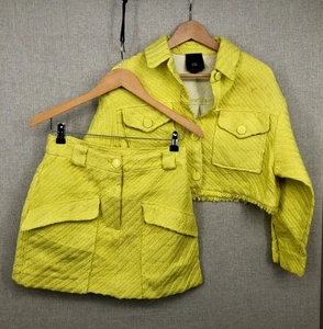River Island Set UK 10 Gelb Damen Petite Coord 2-teilig Rock Cropped Jacke - Bild 1 von 9