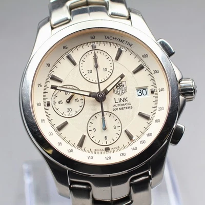 Exc+5 TAG HEUER LINK CJF2111 Men's Automatic Watch 42mm 25J White Dial Date 1641 - Image 1 of 4