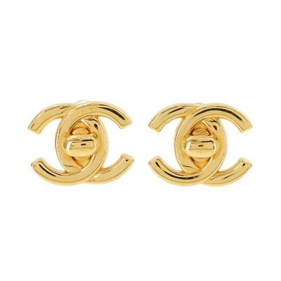 CHANEL Turn Lock Coco Logos Ohrring Gold 98P Vintage 90290135 - Bild 1 von 4