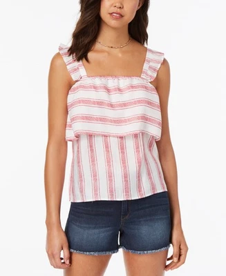 Almost Famous 女式条纹荷叶边背心 S 码 — 第 1/2 张图片