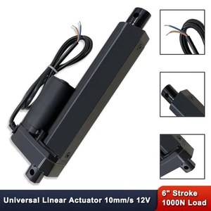 6" Stroke Linear Actuator 225lbs (1000N) Load Capacity 10mm/s 12V Black Aluminum - Picture 1 of 8