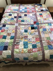 Vintage TATTERED Patchwork Quilt - Great for Civil War Re-enactments! - Picture 1 of 15