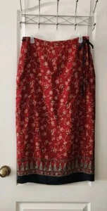 Maxi Falda De Colección Liz Claiborne 100% Seda Forrada Boho Hippie Flora Talla 12 - Imagen 1 de 11