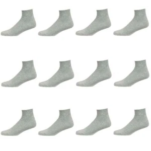 Paquete de 12 pares de calcetines deportivos informales al tobillo color liso gris talla 10-13 - Imagen 1 de 1