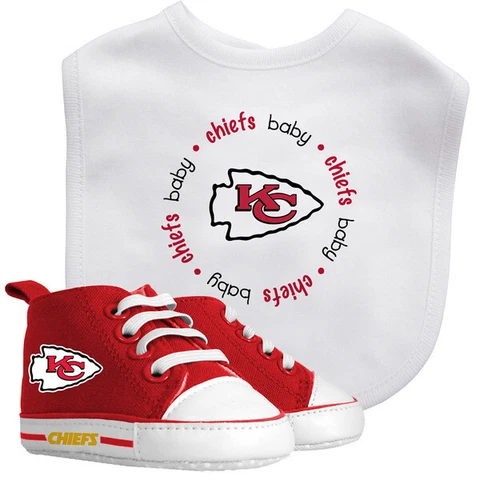Kansas City Chiefs NFL Pre-Walker High-Top Baby Shoes Bib Gift Set Cover