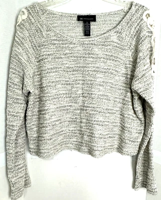 Suéter Recortado Gris INC Encaje Abierto Manga Larga Cuello Redondo Jrs Talla XL Pullover Foto 1 de 4