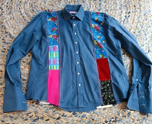 THOMAS PINK SHIRT Size XXL CUSTOMISED by Artist Paul McNeil - Fabric Inserts - Picture 1 of 15