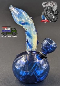 5" Inch Glass Hookah Water Pipe Bong Round Blue - Picture 1 of 4