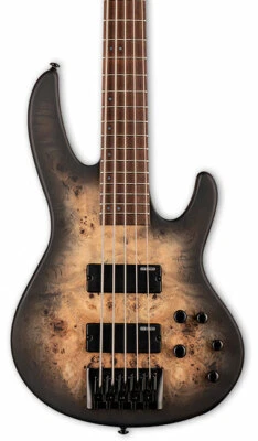 LTD D Series 5 String Bass in Burl Poplar Black Natural Burst Satin Bass Only  - Image 1 of 3