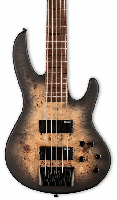 ESP Ltd D-5 Burl Black Natural Burst Satin 5 String Bass D5bpblknbs #0790 Demo