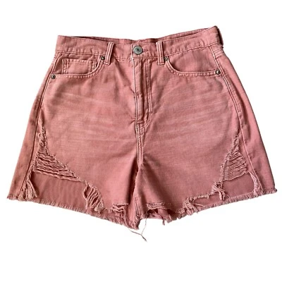 American Eagle Mujer Talla 6 Coral Desteñido Rasgado y Deshilachado Suave Jean Shorts Foto 1 de 4
