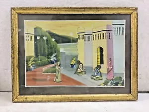 ANTIGUA PINTURA DE COLECCIÓN DIOS RELIGIOSO HINDÚ RADHA KRISHNA SHRI NATH CON MARCO DE MADERA - Imagen 1 de 12