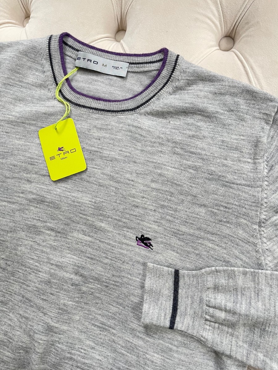 パーカー・フーディ Etro Grey Wool Sweater With Classic Crew Neck Design ETRO Gray Sweaters for Men for sale | eBay