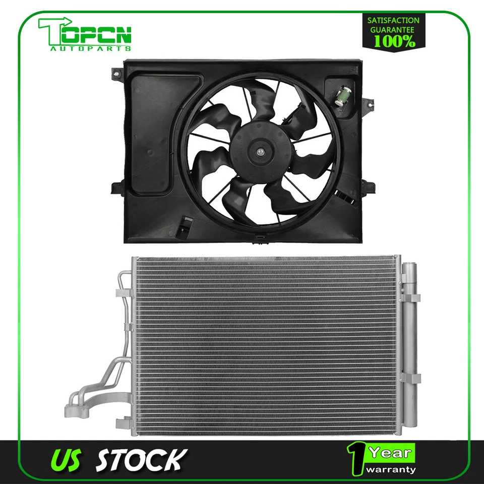 Aluminum Engine Condenser and Cooling Fan Assembly For 2014 2015 2016 Kia Soul Foto 1 de 4
