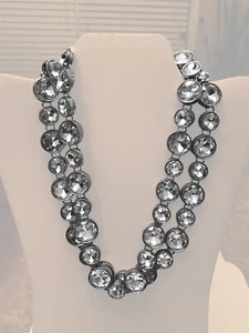 Silver Statement Double Layered Rhinestone Necklace - Bild 1 von 2