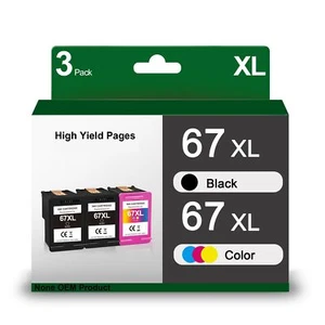 67XL cartucce di inchiostro per HP DeskJet 2755, Envy Pro 6458 - confezione da 3 - Foto 1 di 5