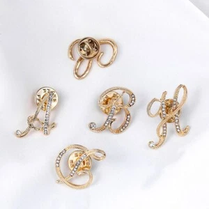 Broche A-Z Joyería Accesorios Plata Cristal Alfabeto Alfileres de metal Mujeres Hombres - Imagen 1 de 61