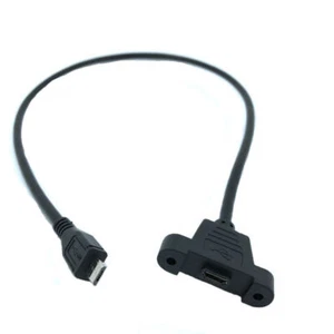 Micro USB 2.0 Male to Female connector Adapter Cable 30cm With Panel Mount Hole - Picture 1 of 2