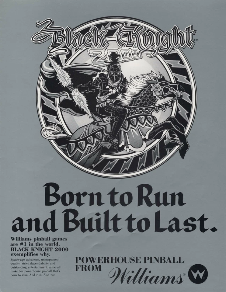 Black Knight 2000 Silver Pinball Machine Flyer Mint - Image 1 of 1