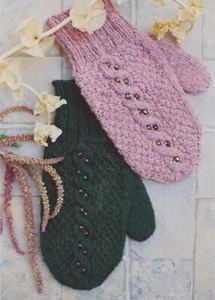 Cabin Fever Knitting Pattern 129 Beaded Cable Mittens Ladies Medium Pattern Only - Picture 1 of 3