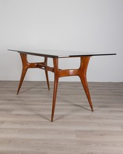 TAVOLO VINTAGE ANNI 60 IN LEGNO E VETRO DESIGN MODERNARIATO