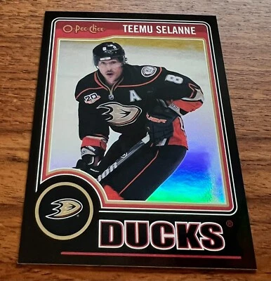 Teemu Selanne *Black Foil Rainbow Serial Numbered #/100* 2014-15 O-Pee-Chee - Image 1 of 3