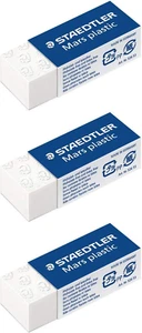STAEDTLER Mars Plastic Eraser Pack of 3 Plastic Mini, White - Picture 1 of 12
