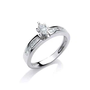 Real Diamond Marquise Solitaire Ring 18ct White Gold 0.50 Diamond Carat Weight - Picture 1 of 4