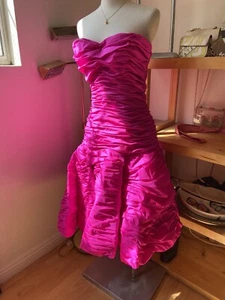Super Cute Victor Costa 80’s Hot Pink Strapless Corset Cocktail Dress Size 12 - Picture 1 of 11
