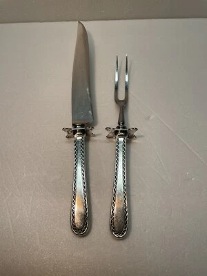 Antiguo Sterling S Kirk & Son RARO JUEGO DE TALLA CUCHILLO Y TENEDOR Mono S Foto 1 de 4