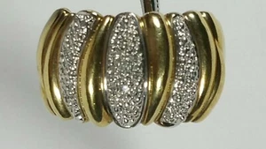 sz 7.75 DIAMOND DESIGNER MEDA 925 STERLING SILVER GOLD PLATE RIBBED DOME RING - Picture 1 of 9