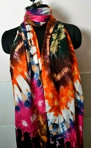 COLOURFUL YOUTH PRINT SCARF~100% cotton PASHMINA~ TIEDYE STOLE~12 designs choice - Picture 1 of 8