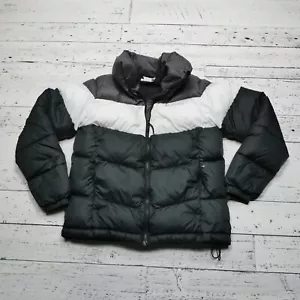 Columbia Nuptse Puffer Jacket Womens Small Black White Full Zip Pockets - Picture 1 of 8