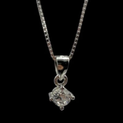 Collana femminile argento 925 puntoluce zircone naturale brillante elegante 45cm - Immagine 1 di 4