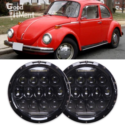 Pair 7" inch LED Headlight DRL Hi/lo Beam Round 6500K For VW Beetle 1967-1979 - Image 1 of 4